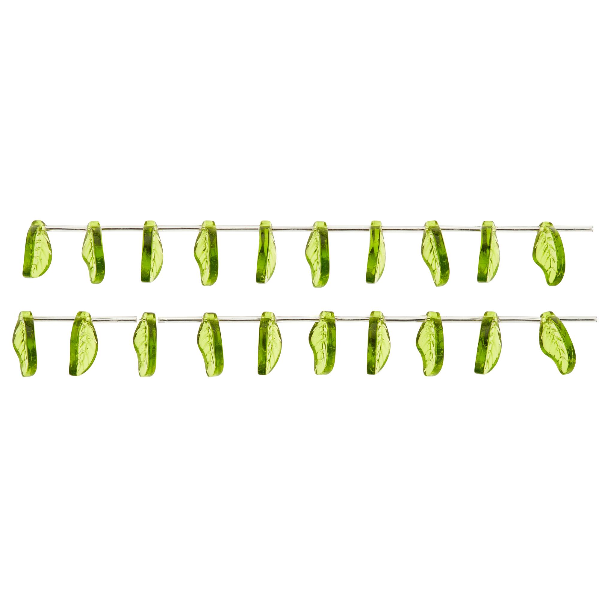 Peridot Green Glass Leaf Beads, 17mm by Bead Landing™